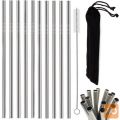 10 inox ravnih kovinskih slamic za večkratno uporabo+krtačka